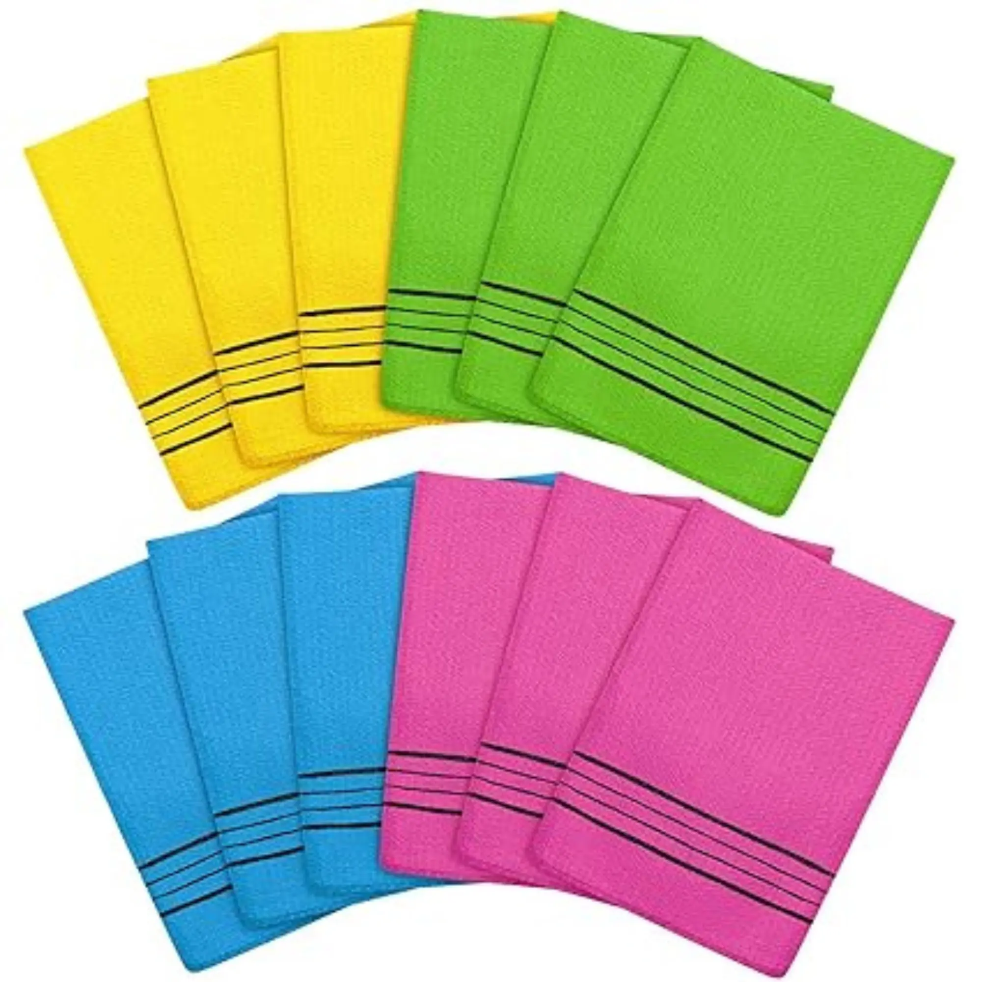 Korean Exfoliating Mitt Glove - 12 Pieces Exfoliating Scrubber for Daily Cleaning and Neck, Feet, Hands, Shoulders & Other Areas Set Towel Bath Italian