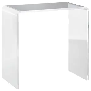 Modern Acrylic End Table – Waterfall Side Table with Rounded Edges and Storage, 0.5" Thick Acrylic, Integrated Hot-Pressing Technology, 110 lbs Capacity, for Small Spaces, 21" x 12" x 21", Clear