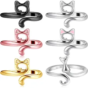 6 count Crochet Rings for Finger Adjustable Crochet Knitting Loop Accessories Metal Yarn Guide Finger Holder Rings, Knitting & Crochet Supplies for DIY Crafts, 4 Colors