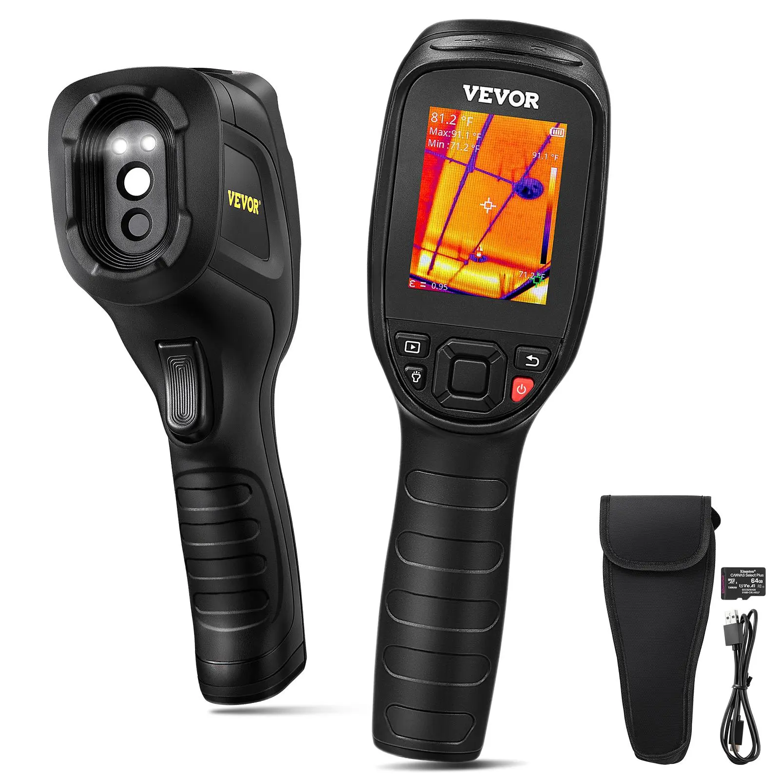 【summerfinds】VEVOR Thermal Imaging Camera, 240x180 IR Resolution with 2MP Visual Camera, 20Hz Refresh Rate Infrared Camera with -4℉~1022℉ Temperature Range, 64G Built-in SD Card and Rechargeable Li-ion Battery