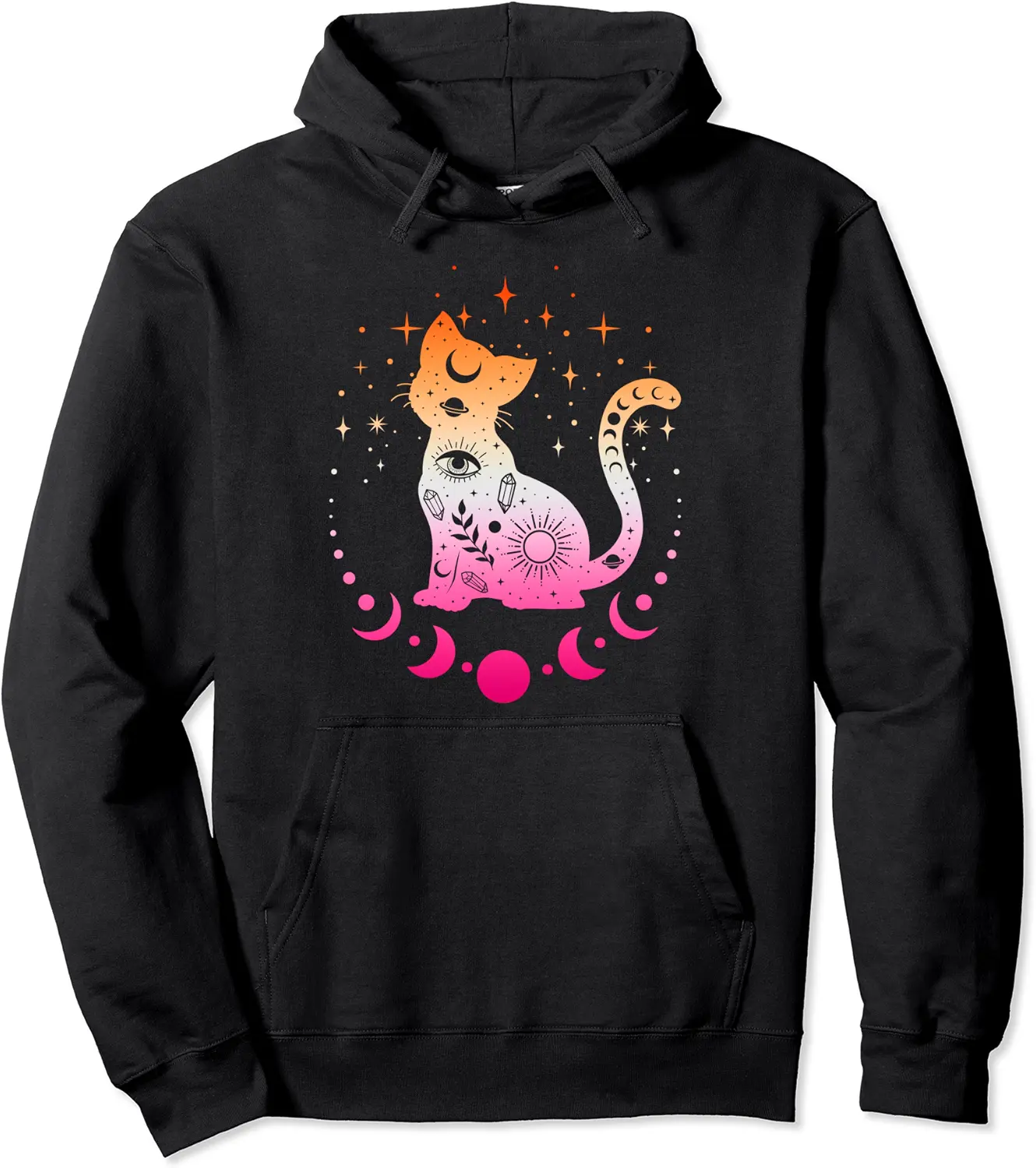 Lesbian pride flag colors, astronomy cat Pullover Hoodie - Fionakast Shop 69B0BMWD7HFG