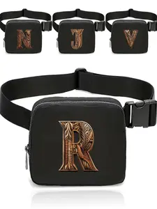 Letter Pattern Fanny Pack, Fashionable Zipper Fanny Pack for Women, Casual Versatile Waist Bag for Outdoor Sports, Phone Organizer, Women's Crossbody Bag