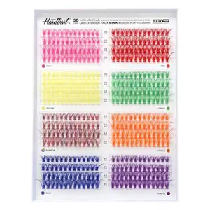 3D Colored Lash Clusters 416 Pcs 8 Colors C Curl Faux Mink Lashes Colorful Individual Lashes Extension 10mm 12mm 14mm 16mm Mixed 40D Fluffy DIY Eyelashes Happy Heartbeat(8 Colors-C Curl, 40D-10-16)