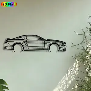 1pc Sports Car Silhouette Metal Wall Art, Mustang Muscle Car Statue Mural, Artistic Metalwork, Intricate Craftsmanship, Perfect for Fathers Day, Housewarming Decor, Decoration, Perfect for Man Cave Garage Office Decor, Ideal Gift for Car Enthusiasts.