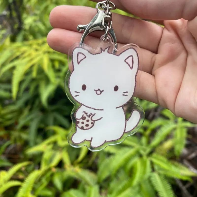 Kawaii Cat Cookie Keychain: Acrylic Bag Accessory