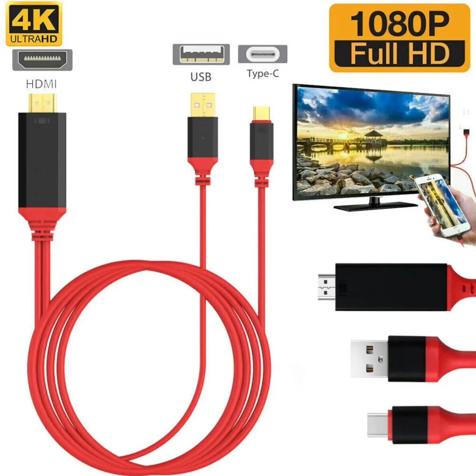 USB-C to HDMI Mirror Cable Adapter Converter 4K 60Hz HDR HDTV for Samsung S8 S24 Digital USB-C to HDMI Mirror Cable Adapter Converter 4K 60Hz HDR HDTV for Samsung S8 S24 Digital