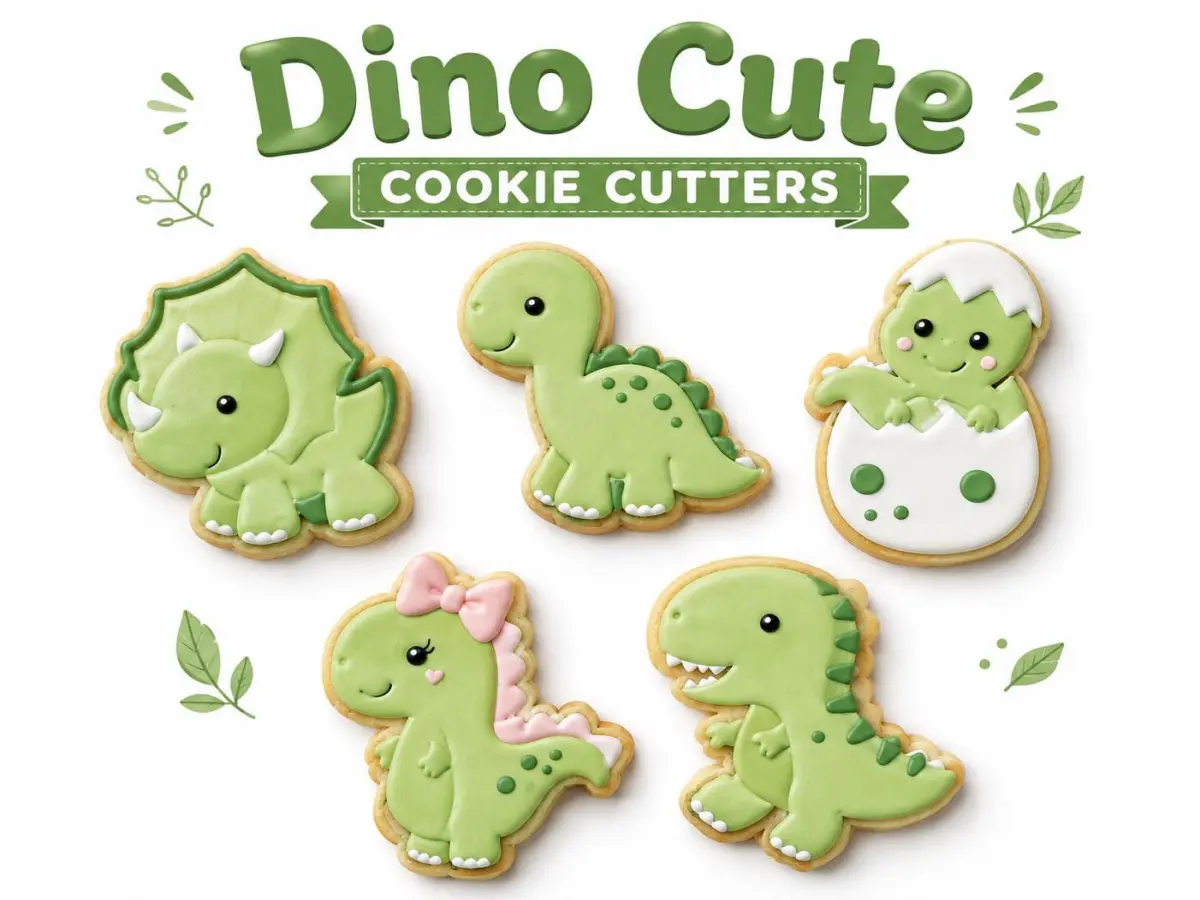Dinosaur Cookie Cutters Set 5pcs 3D Printed - Dino Baby Animals Lion Dragon T-Rex - Kids Birthday Fondant Cutters