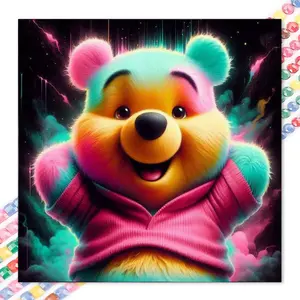 1 set of DIY diamond painting kit, 5D diamond art set, DIY decoration, colorful cartoon bear, happy expression mosaic, diamond art, DIY art home decoration, Crafts, Animals
