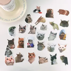 Cat Pattern Sticker, 50pcs/set Funny Cat Meme Sticker, Waterproof Vinyl Sticker for Laptop Phone Guitar Water Bottles Luggage, Screen Protector, Cellphone
