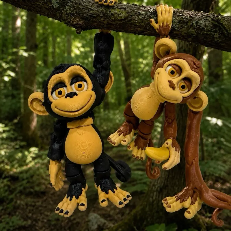 3D Printed Articulated Monkey Hanging Decor