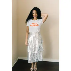 Silver Sequins Tiered Skirt