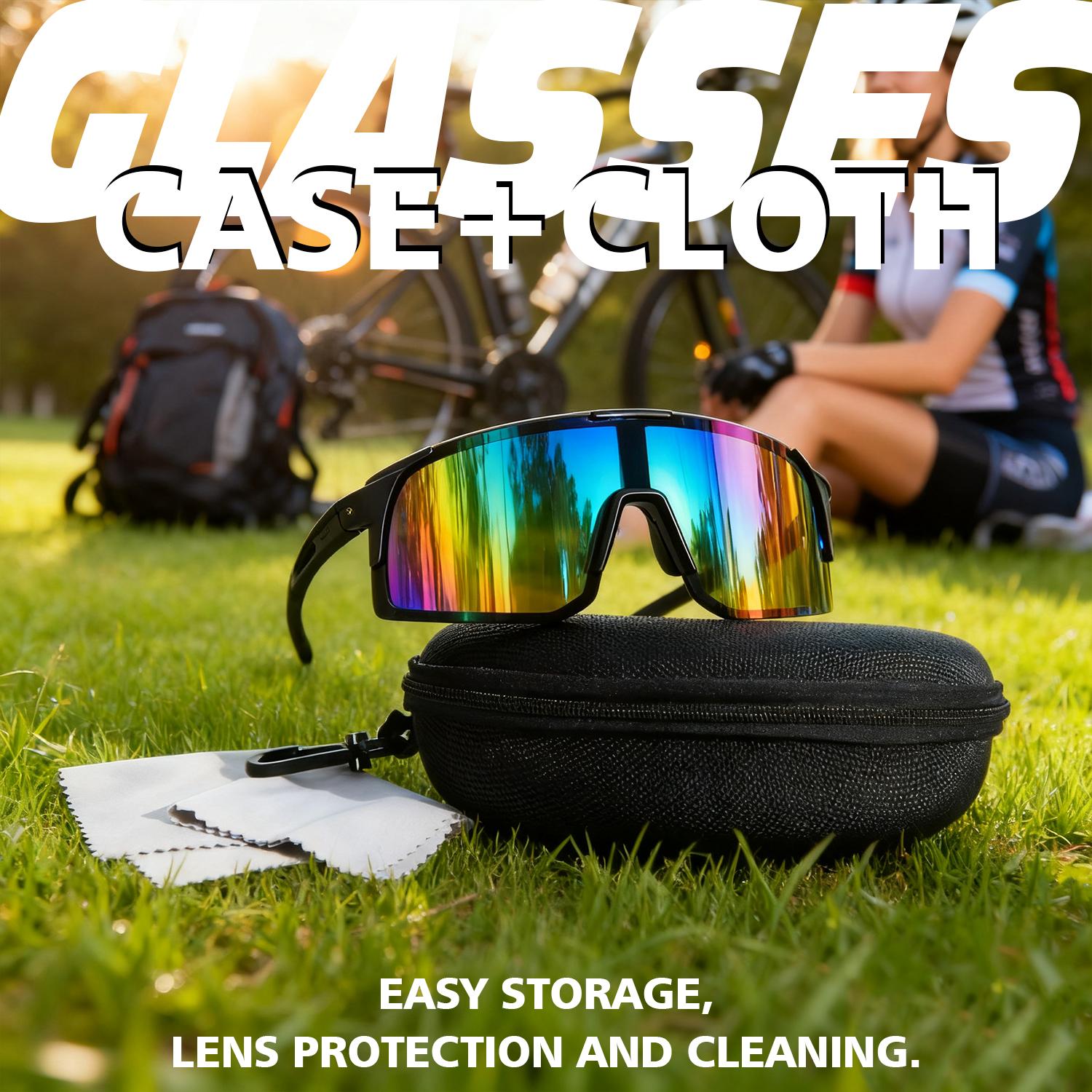 Black Frame Grey Lens Cycling Sunglasses, UV400 Protection PC Sports Glasses for Men Women