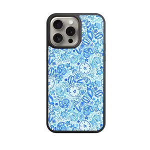 Blue Sea Inspo Phone Case with Oceanic Design featuring Shells and Stars Pattern