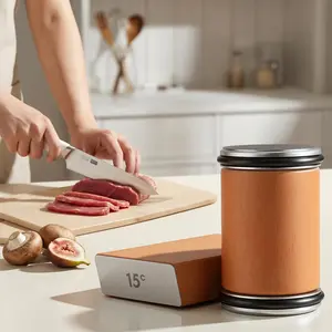 Rolling Knife Sharpener with 15° & 20° Magnetic Angles, Diamond & Ceramic Discs, Non-Slip Base Rolling Knife Sharpener Tool for Easy and Safe Sharpening, Durable Wood Design, Knife Sharpener Kit for Kitchen, Professional & Home Use