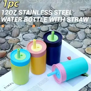 Portable 12 Oz Stainless Steel Insulated Thermal Cup with Straw, Insulated Drinkware, Tumbler, Coffee Mug, Water Bottle, Outdoor Travel Cup, Perfect Gift for Friends