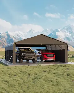 20'X20'X10' Metal Car Port for 2 Cars, Enclosed Carports with 220 g Tarp, All-Weather Use Metal Carport, for Full-Size Pickup Trucks, Bass Boats, and Tractors