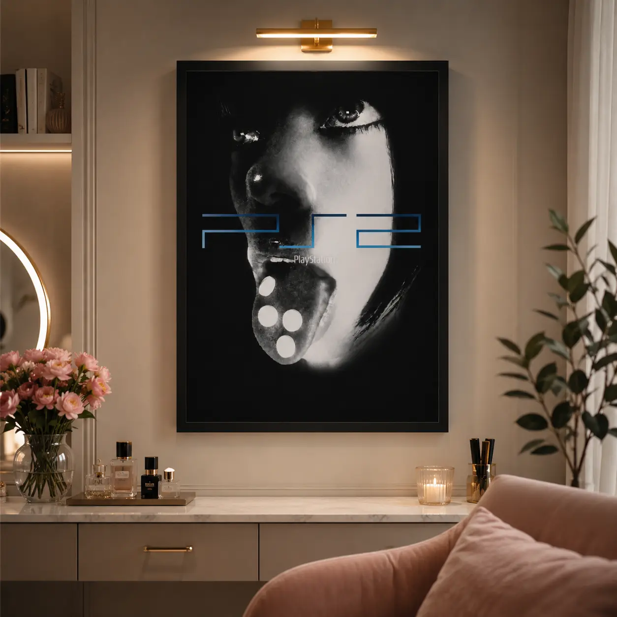 Horror Canvas Wall Art Poster - Gaming Aesthetic, Glitch-Style Creepy Eye Close-Up, Home Decor for Bedroom,