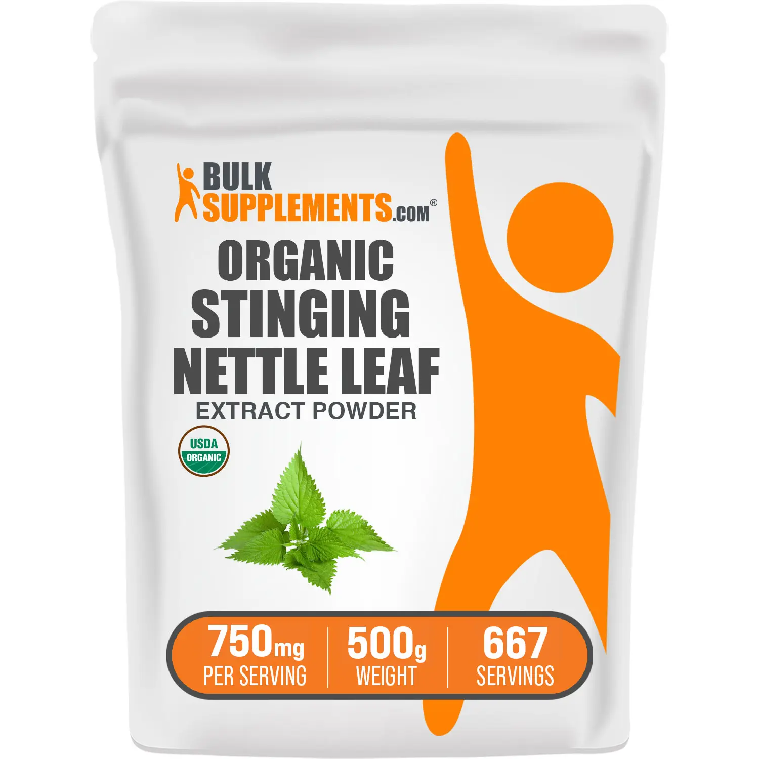 BulkSupplements - Organic Stinging Nettle Extract Powder - Healthy Hair and Skin - 500g - 750mg per Serving