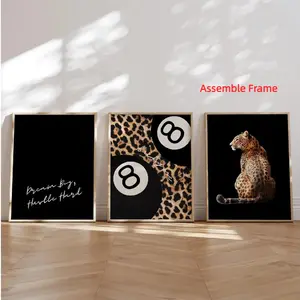 3pcs Leopard Print Canvas Poster Decorations, Modern Art Design, High-Quality Posters, Ideal Gift for Friends and Family, DIY Frame Included