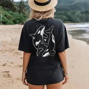 Comfort Colors Orca Whale Shirt, Minimalist Ocean Animal Tee, Cute Killer Whale Love Graphic T-Shirt, Gift for Sea Life Lovers