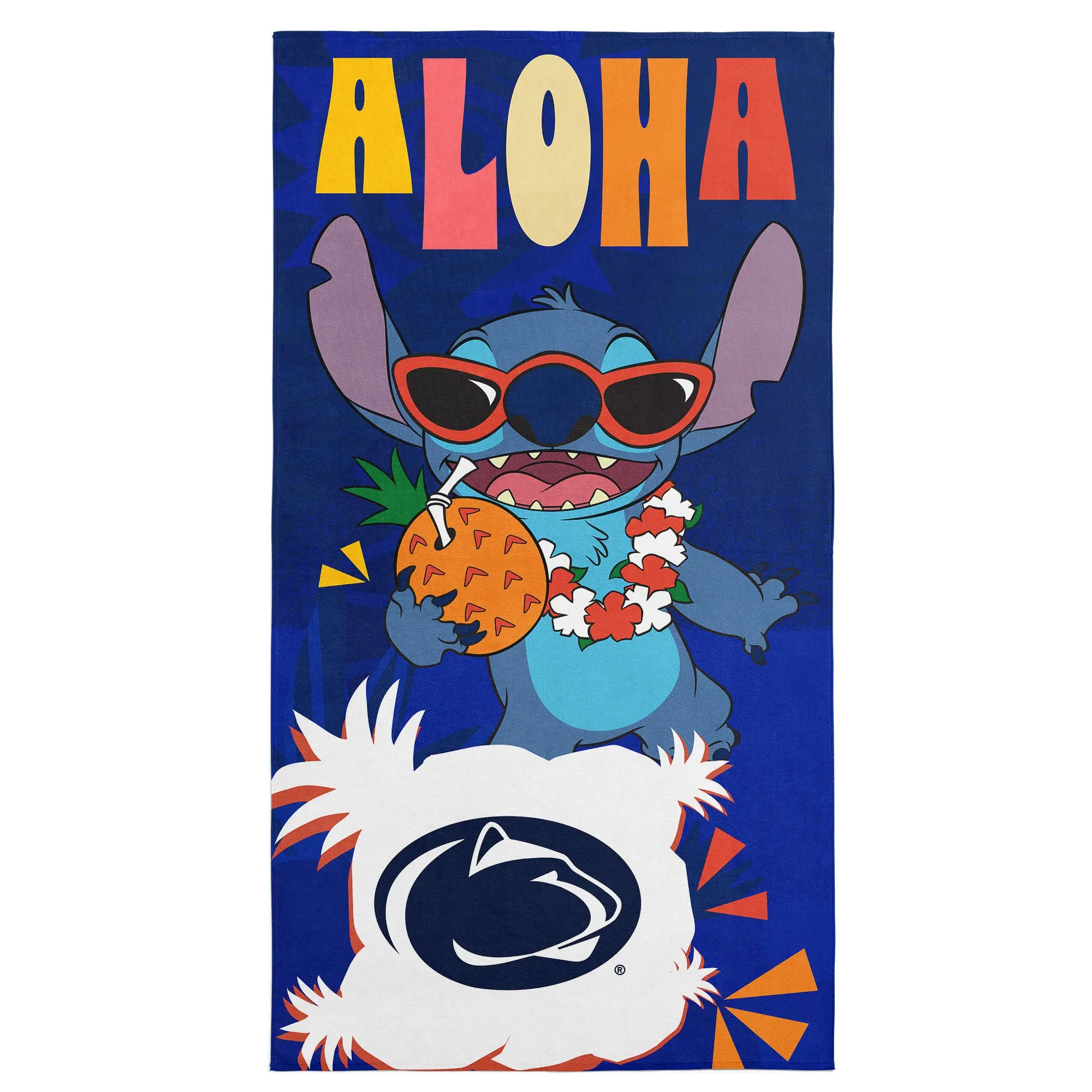 Collegiate Penn State University Disney Lilo & Stitch Tropic Royal Microfiber Beach Towel 30x60 inches
