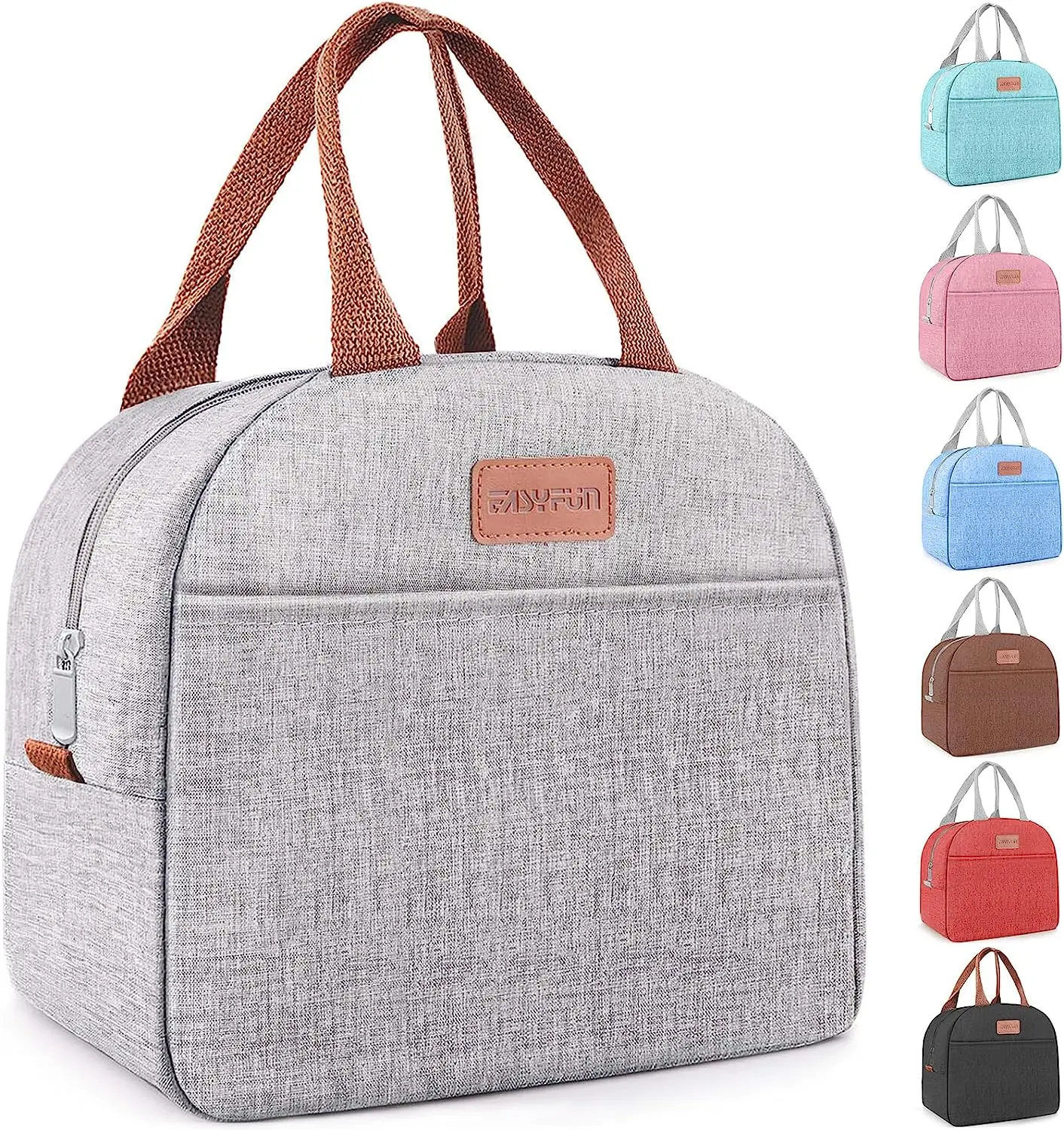 Insulated Lunch Box for Travel, Outdoor (Grey) EASYFUN