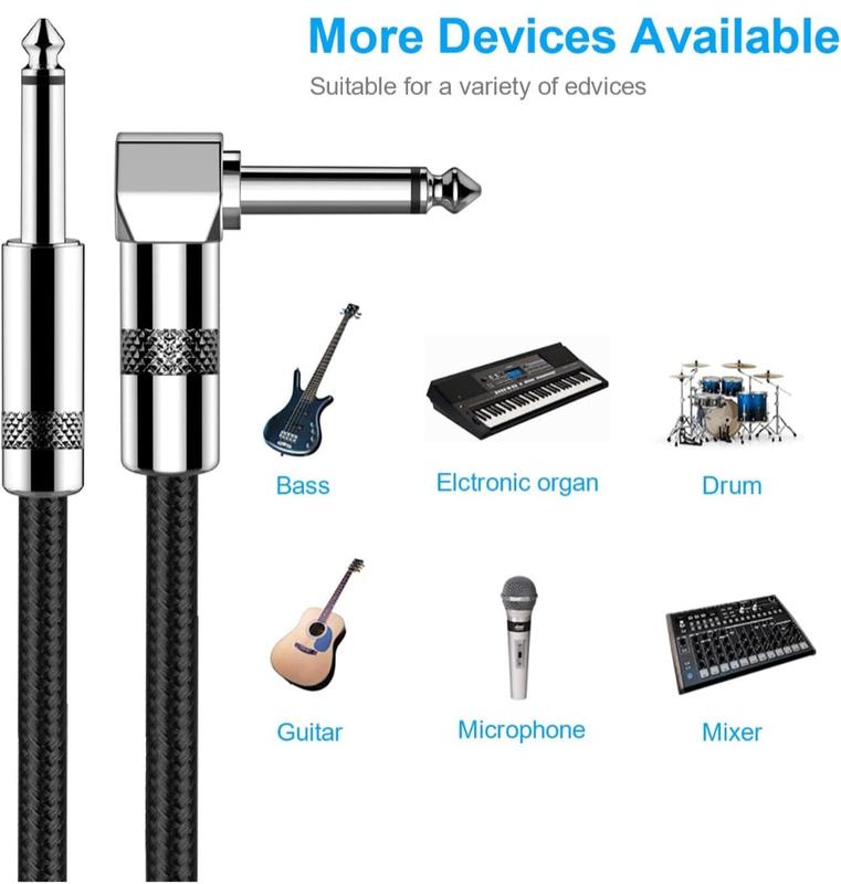 New bee Guitar Cable 10ft Electric Instrument Cord foo Pro Audio (Right Angle to Straight, Black)