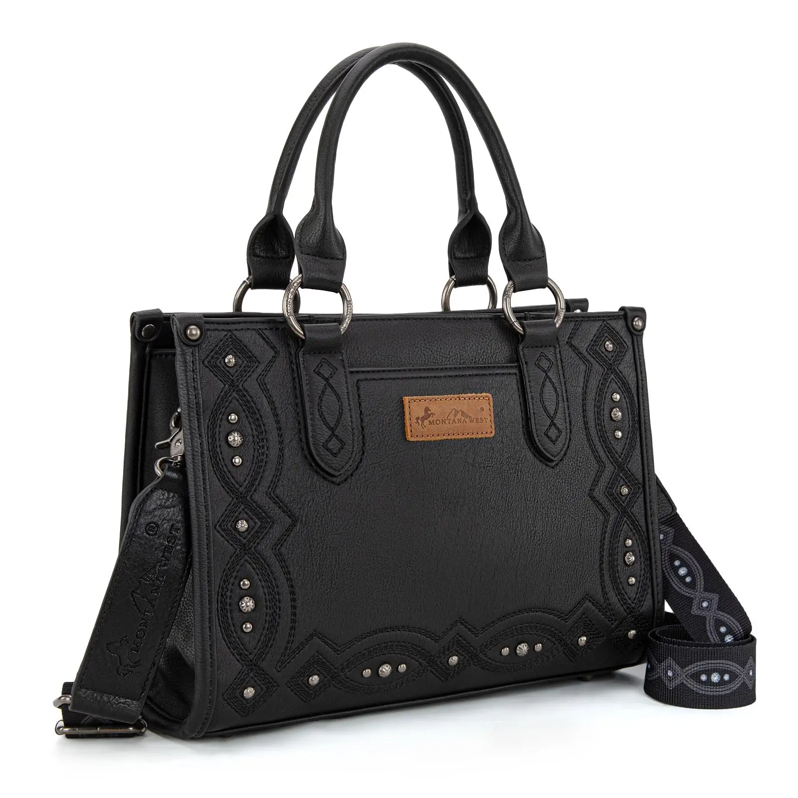 Montana West Embroidered Concealed Carry Collection Tote Bag for Women Durable PU Leather Travel Purse with Zippered Pockets