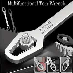 Star Wrench Manual Self-Tightening Dual Head Socket Tool (3-17mm), Ergonomic Design, Portable Car Home Use, Durable Metal Structure