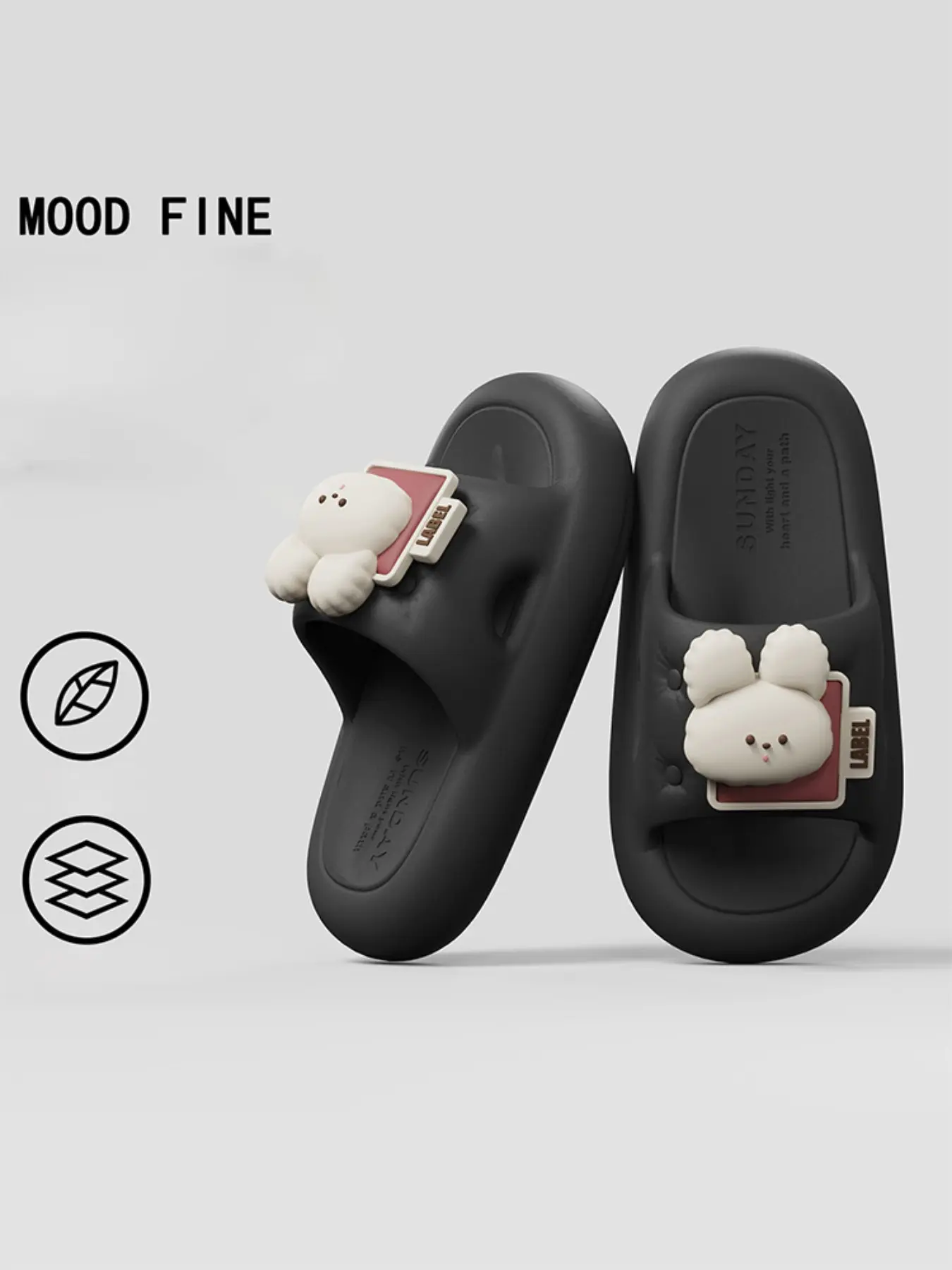 Women's Cartoon Rabbit Slippers Summer Indoor Home Comfort Durable Thick Sole Cute Outdoor Cool Sandals, Eva Material, Medium Width, All Seasons