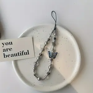 1 piece of star butterfly bead mobile phone chain pendant with high appearance, sweet and fashionable, niche valve buckle mobile phone chain, bag pendant, CCD headphone pendant Phone Charm