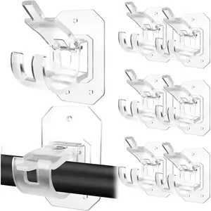 2/8/16Pack No Drill Curtain Rod Brackets Hangers, Self Adhesive No-Drilling Curtain Rod Holders, Hooks for Bathroom, Kitchen, Home, Bathroom, Hotel