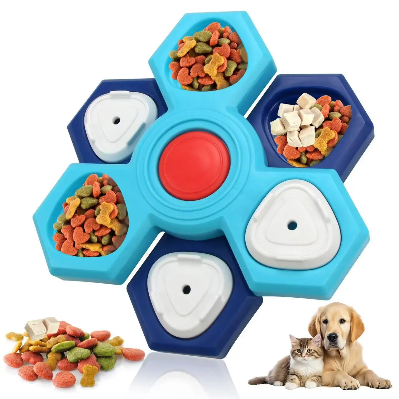 Dog Multi-Layer Rotating Turntable Puzzle Feeder Bowl - Educational Single Unit Pet Toy for Mental Stimulation, Foraging Training, Slows Eating for Small/Medium/Large Dogs