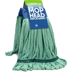 Commercial Mop  Replacement - 1 Pack Large Green  Tube Mop (18 oz.) | Industrial Wet Mops | Washable Refill, , Heavy Duty, Looped End Mopheads | Hardwood, Concrete