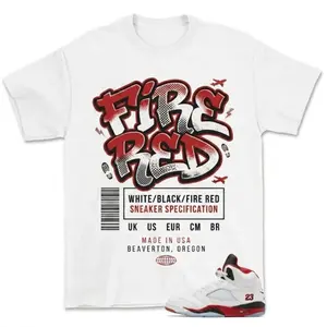 Fire Red Sneaker Matching Shirt, Retro Sneakerhead Graphic Tee, Streetwear Sneaker Shirt, Hypebeast Outfit Tee, Urban Sneaker Style T-Shirt
