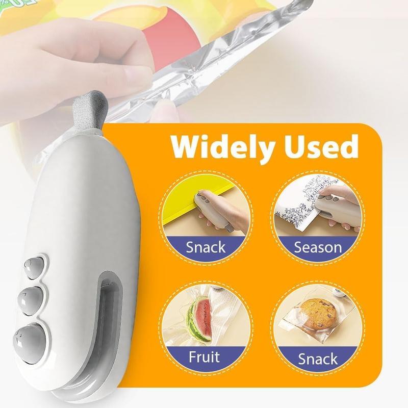 Mini Bag Sealer, 2026 Upgrade 3 in 1 Magnetic Food Sealer, Small 2 in 1 Rechargeable Magnetic Snack Sealer Household Mini, Heat Sealer with Cutter USB Rechargeable