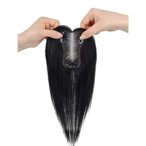 High Root Lift Real Human Hair Topper with Bangs – Volumizing Clip In Cover Gray Thinning Hair Natural Look for Women Hair Replacement Hair Extensions Clip Curly Wavy Hairpieces Clip On