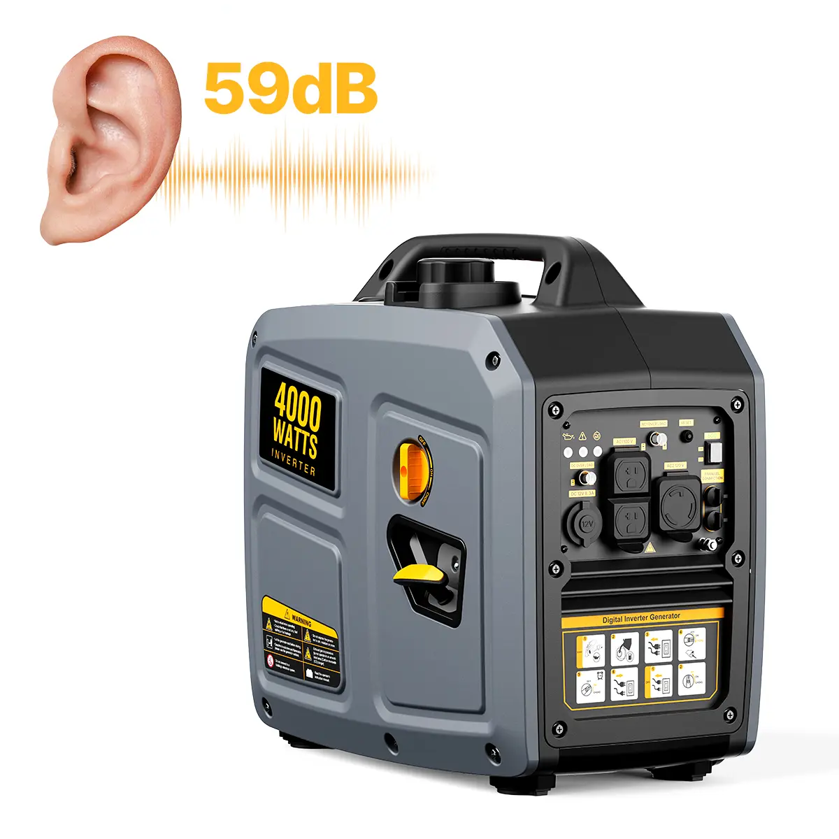 Portable Gasoline Inverter Generator - Ultra Low Noise 59dB, 4000 Peak W, 120V 60Hz, EPA Certified, RV & Home Power Backup (Tools & Hardware Power Accessory) perfect christmas