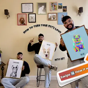 Custom Pet Poster – Hand-Drawn from Your Photo (Made to Order, No Frame)