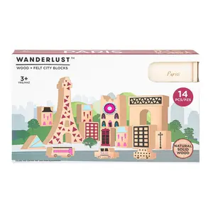 Wanderlust Paris Natural Wooden Block Play Set - Eco-Friendly City Blocks
