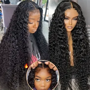Put On And Go Glueless Wig Human Hair Pre Cut Lace Water Wave 6x4 HD Lace Closure Human Hair Wigs 180% Density Bleached Knots Pre Plucked With Baby Hair 3S Ready To Go Glueless Wig For Women