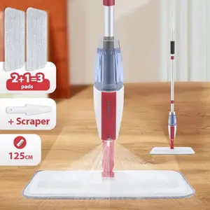 Mop with 14 oz refillable bottle with 3 washable pads