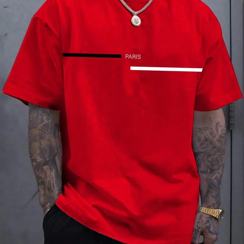 Men's Letter Print Sleep Tee, Knitted T Shirt, Casual Short Sleeve Crew Neck Sleep Top for All Seasons, Regular Fit Sleepwear for Men, Fitted, Menswear