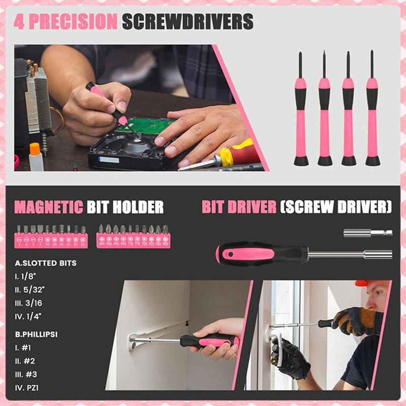 39 Piece General Household Tool Set in Toolbox Storage Case with Essential Hand Tools for Everyday Home Repairs, DIY and Crafts