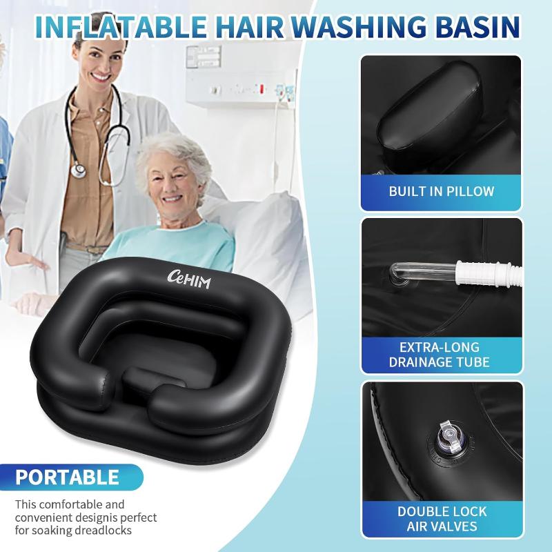 Inflatable Shampoo Basin - Portable Shampoo Bowl, Hair Washing Basin for Bedridden, Disabled,Injured, Hair Wash Tub for Dreadlocks and at Home Sink Washing (Silver)