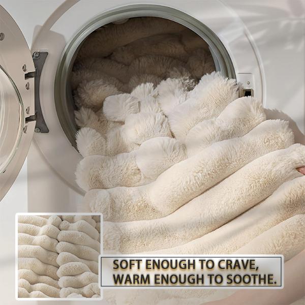 Ultra-Soft Striped Sleep Blanket Four-color faux rabbit fur blanket ...