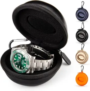 Single Watch Travel Case: Portable Watch Box Organizer Travel Watch Case 1 Slot for Men & Women - Fits all Wristwatches &  Watches up to 50mmBlack