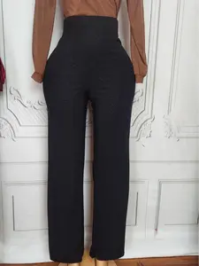 Women's High-Waist Shimmer Pants with Sparkling Embellishment - Womenswear, Fit Bottom Dress