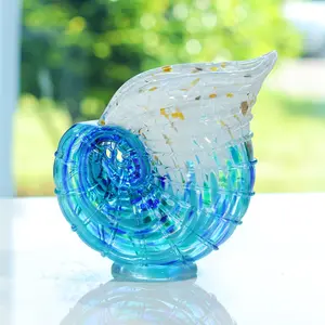 Conch-Shaped Hand-Blown Glass Vase - Sculptural Home Decor & Art Flower Vase, Modern Coastal Elegance, Transparent Crystal-Clear