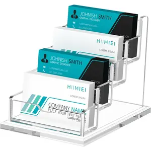 Acrylic Business Card Display, Multiple Card Holder for Office, Home, Restaurant - 4 Slot 4 Tier